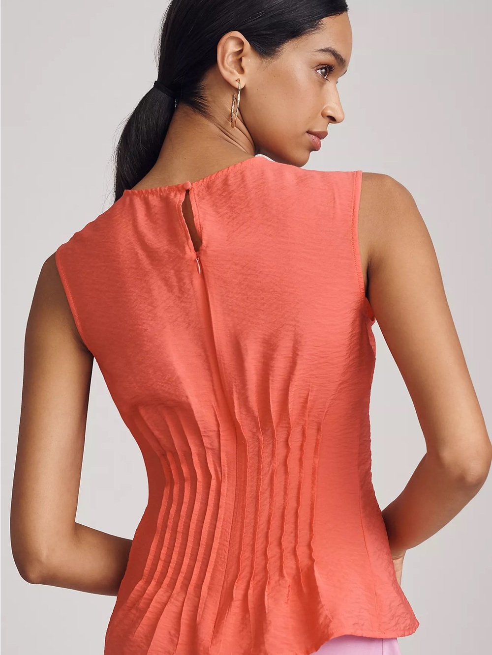 Anthropologie The Della Pleated-Waist Shell Top— Red NWT
